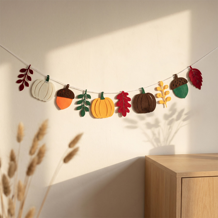 Home Textiles & Decorations - Daun Labu Musim Gugur Bendera Festival