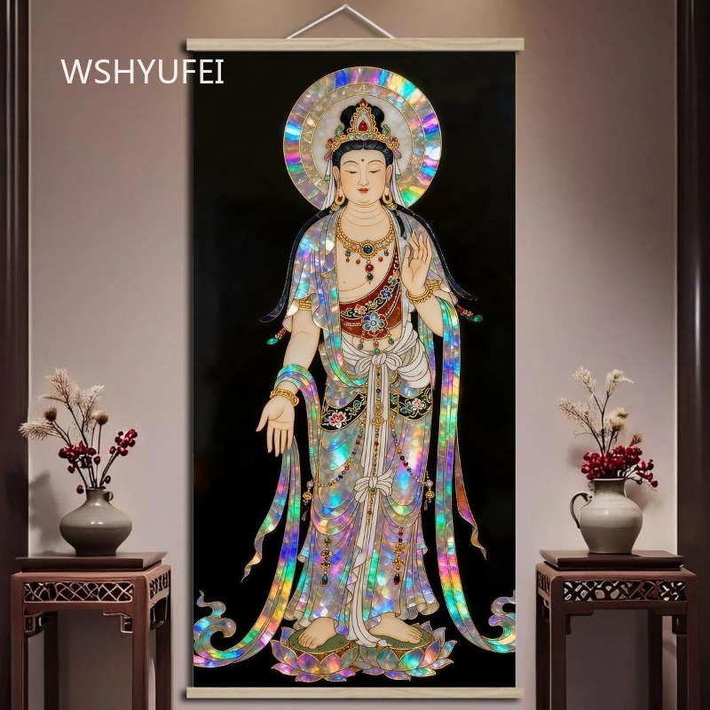 Gulungan Dinding Buddha Guanyi - Home Textiles & Decorations ulasan dan harga