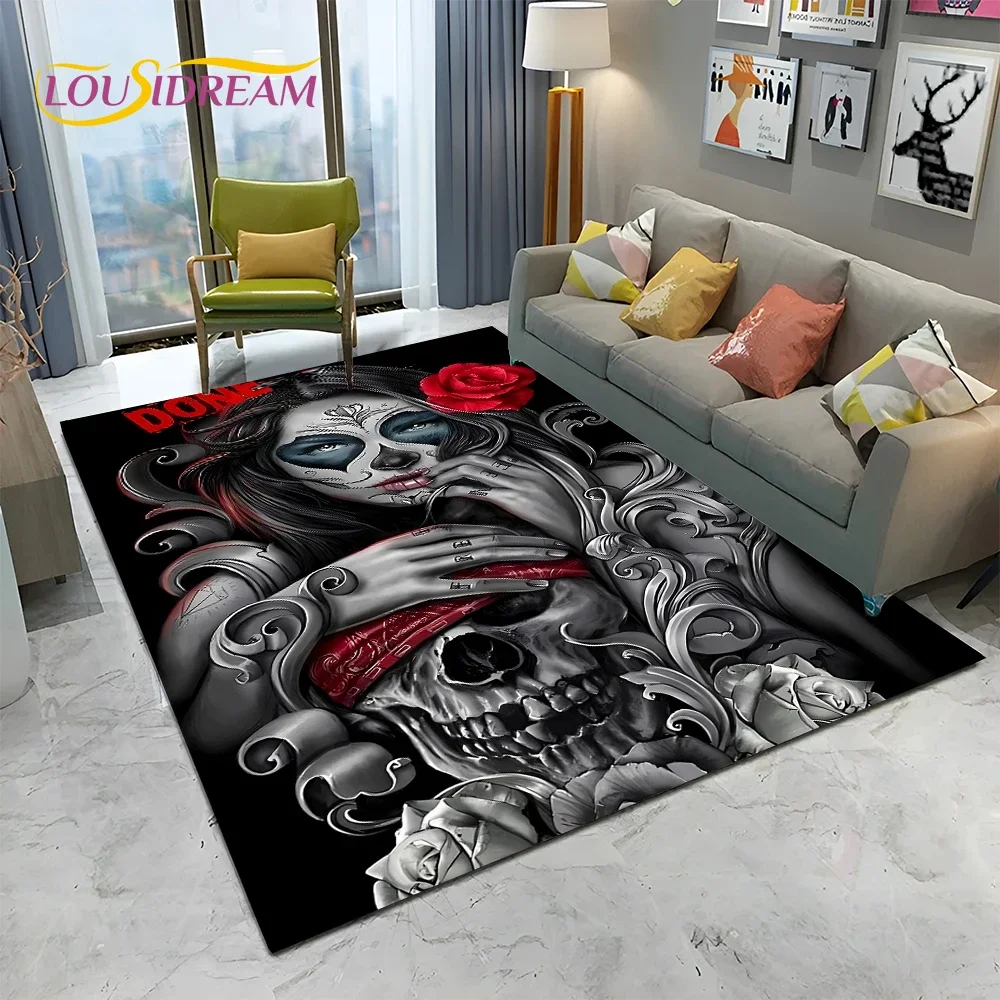 Karpet Tengkorak Wanita Gotik  - Home Textiles Sale ulasan dan harga
